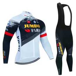 Cykeltröja sätter jumbo långärmad tröja set bib pants ropa ciclismo cykelkläder Mtb cykel Autumn Uniform Herrkläder 231128