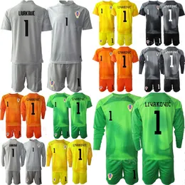 Seleção Nacional Masculina Futebol Croacia Goleiro Dominik Livakovic Jersey Set 2022-23 GK Manga Longa Danijel Subasic 12 Lovre Kalinic 12 Ivo Grbic Camisa de Futebol Kits