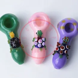 Latest Colorful Heady Smoking Glass Pipes Portable Crawl Turtle Style Dry Herb Tobacco Filter Spoon Bowl Innovative Handpipes Cigarette Holder DHL