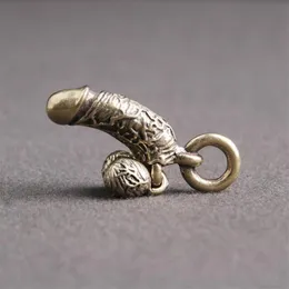 Decorative Objects & Figurines Brass Man Penis Pendant For Keychains Mini Male Genitalia Shaped Adult Toy Car Keyring Hanging Jewe2670