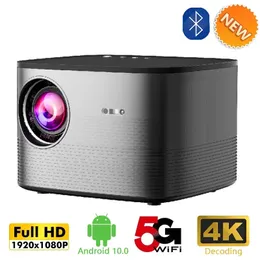 Telas de projeção Salange Full HD Projetor 5G WIFI Bluetooth 350Ansi 200 "Display Digital Focus 1920 1080P Android 4K Projetores 8 Home 231128