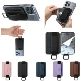 3M självhäftande universal PU LEATHER CARD POCKT STICKER METAL RING BUCHLE PALLET POUCH ANMSTRAP-FALLET Stick-On Back Cell Phone