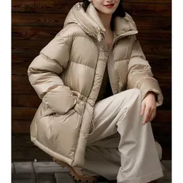 Women's Down Parkas 2023 New Fashion Trendy Fluffy Down Jacket Women's High-End Women's Clothing Mid-Length Winter Thaingened Velvet ClothingL231129