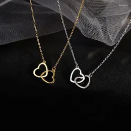 Pingente colares duplo coração em forma de mulheres colar étnico gargantilha presente de aniversário para senhoras moda jóias collier
