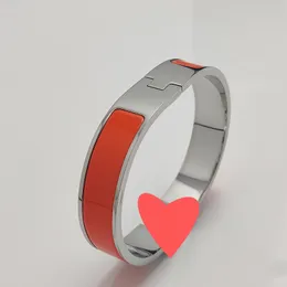 Designer Love Emaljarmband Bangles smycken manschett för män kvinnor lyx 18k gul guldpläterad rostfritt stål titan rose silver smycken 12 mm bred ag orange