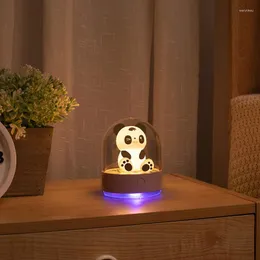Nattlampor söta panda diffusor hushåll ren eterisk olja med sömnljus mini färgglada atmosfärslampor