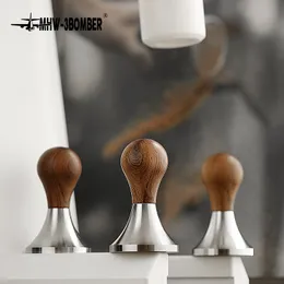 Verktyg MHW3Bomber Coffee Tamper 58.35mm Sunnydoll Solid Wood rostfritt stål Barista Tools Tillbehör Återanvändbara Tamping Latte Breville