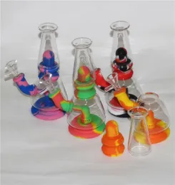 75039039 Silicone Water Pipe hookah Mini Glass Beaker Bong unbreakable Oil Rig bongs with 14mm Bowl quartz banger4776011