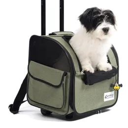 Carrier Pet Stroller Foldable Rolling Luggage Backpack Travel Car Cage Trolley Stroller For Dogs Cats Pet Cat Wheel Carrier