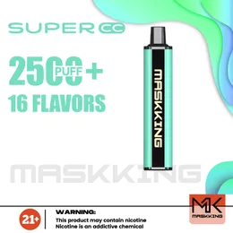 Оригинальные сигареты Maskking Super CC 2500 Puffs Одноразовые электронные сигареты Стартовый комплект Vape Pen 8,5 мл Pod 1500 мАч Аккумулятор Китай Аутентичные оптовые продажи вейперов desechables puff