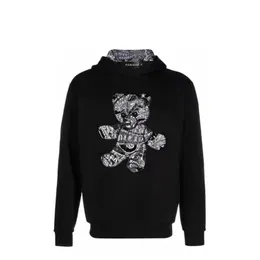 Plein Bear Brand Men Hoodie Sweatshirt Paisley Strass Hip-Hop الشخصية المميزة PP Skull Pullover Rhinestone Hoodie 1593