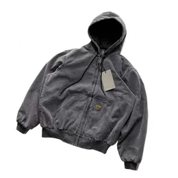 카르 하트 디자이너 코트 최고 품질 J130 하드 맨 세탁 된 오래된 재킷 빈티지 코튼 코트 느슨하고 편안