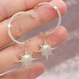 Bohemian Cute Moon Star Silber Farbe Gold Ohrstecker mit Zirkon Stein Modeschmuck Koreanische Ohrringe 2020296u