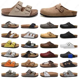 Sandallar tasarımcı boston tıkanıklığı arizona gizeh erkekler yaz yaz sonbahar kış terlikleri deri deri keçe kaydırıcıları açık kapalı toka kayış düzlükler mantar gündelik ayakkabılar 33