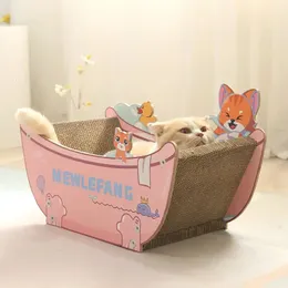 Cat Furniture Scratchers Vintage Sofa Bathtub Corrugated Scratching Post Nest Integrated Replaceable Detachable Claw Grinding Toy 231128