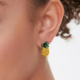 Stud Earrings Fashion Gold Color Crystal Pineapple For Women Lady Lovely Rhinestone Friut Cute Jewelry Girls Gift