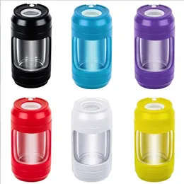 63mm Smoke grinder led jar Plastic jar grinder can light up storage jar led glass jar