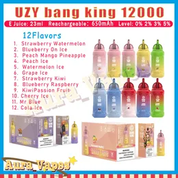 Original UZY Bang King 12000 Puff Einweg-Vape-Stift 23 ml Pod 650 mAh wiederaufladbare Batterie Puffs 12k 0% 2% 3% 5% Einweg-E-Zigaretten