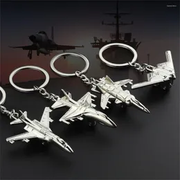 Keychains Creative Silver Color Airplane Aircraft Fighter Model Pendant Keyrings For Boys Car Key Ring Bag Charms Gift