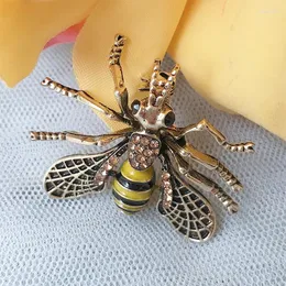 Brooches Crystal Glass Rhinestone Enamel Insect Yellow Black Bumble Bee Kind Lapel Pin Women Men Kids Girls Jewelry Accessories