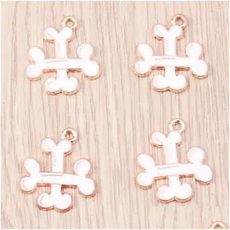 Charms 10Pcs Cartoon Funny Halloween Crossed Bone Metal Charm Diy Accessory Earrings Necklace Keychain Jewelry Making Findings Drop Dhhvc