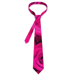 Bow Ties Pink Roses Print Tie Vintage Flowers Kawaii Funny Neck For Male Business Quality Collar Design Necktie Accessories
