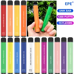 Orijinal EPE UNIK BAR Tek kullanımlık Vape Kalem 1200 Puflar 15 Teşer 4ml Cihaz Kapsülleri 700mAh Pil İnce Vape Kalem