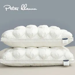 Travesseiro Peter Khanun Luxo Ganso Penas Travesseiros Pinch Plissado Design Pescoço Proteção Rei Rainha Cama Travesseiro 100% Algodão 063 1 Pcs 231129