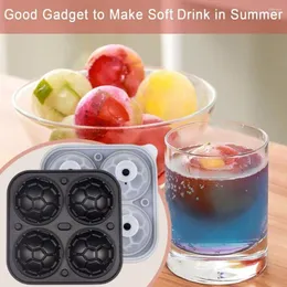 Baking Moulds Ice Ball Mold Non-stick Reusable Cube 4 Grids Silicone Basketball Shape Hockey Whiskey Maker