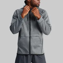 Lulu Men New Yoga Zipper Hooded Jacketカジュアル長袖屋外ジョガー衣装フィットネススポーツ両面ブラッシングファブリックマテリアルアウトウェアFHD