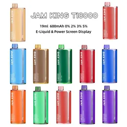 Jam King 8000 Puffs Одноразовые вейпы Vaper Экранный дисплей 19 мл Vape Pod Электронная жидкость Электронная сигарета Сетчатая катушка Испаритель Перезаряжаемый 600 мАч 0% 2% 3% 5% по сравнению с Puff 9000 Tornado RandM