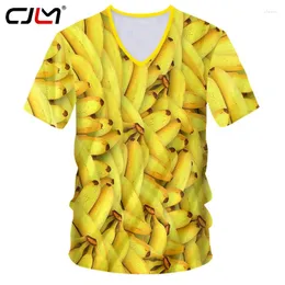 Herr t-skjortor CJLM Summer V Neck Tshirt 3D Tryckt T-shirt Creative Fruit Banana Casual Design Man Overdimased Tee Shirt 6xl