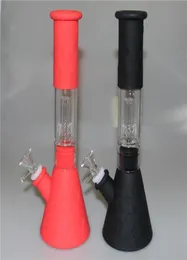 1142 inch Silicone Bongs hookah 10 Colors With Glas sets Water Pipes Unbreakable Bubbler Glass beaker Bong ashcatcher6682526