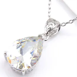 10Pcs Luckyshine Excellent Shine Water Drop White Topaz Gemstone Silver Plated Pendants Necklaces For Holiday Wedding Party292o
