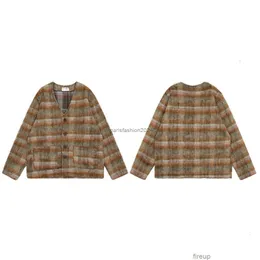 Designer Sweaters Mens sweater hoodie Our Legacy Brown Plaid Mohair Cardigan Wool Blend Knit Sweater V-neck Fur Coat Tide