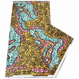 Tyg 2022 African Fashion Grand Quality Golden Wax Fabric Nigerian Gold Ankara Cotton Wrapper Prints Wax Dress Material 6yards/A511