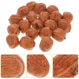 Decorative Flowers 20Pcs Artificial Walnuts Dried Fruit Model Nuts Display Kitchen Toys For Pretend Play Po Props Backdrop