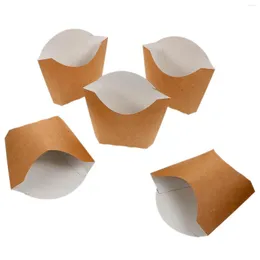 Present Wrap 100 PCS French Fries Box Sandwich Containers Go Container Fried Sandwick Paper Kraft Nachos Food Tray