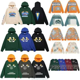 6avl hommes et femmes Rhude sweat à capuche lettre imprimer à manches longues mode pull Hip Hop marque sweats taille américaine 01