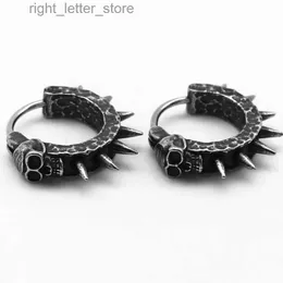 Stud Retro Black Skull Pin Hoop Earrings Hypoallergenic Earrings Men's Punk Motorcycle Hip Hop Rock Jewelry Accessories YQ231128