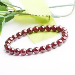 Strand Jóias de moda de 5 mm Boutique Red Garnet Bracelet Acessórios de romã de cristal natural