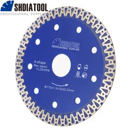 Zaagbladen SHDIATOOL 1pc Dia 115/125mm Lama per sega diamantata blu a forma di disco per piastrelle Disco da taglio in marmo Ceramica per smerigliatrice angolare Disco da taglio