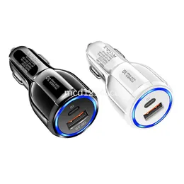 30W Fast Quick Charge PD USB C Type C Car Charger Dual Ports Auto Power Adapters For Ipad Iphone 12 13 14 15 Pro Max Samsung Lg M1
