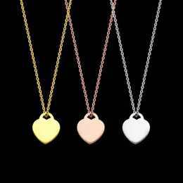 Fashion stainless steel T letter peach heart green rose gold silver necklace foreign trade ladies love necklace for woman290w