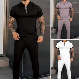Men's Tracksuits Autumn Men's Sets Casual Simple T-Shirt Sports Outfit Zipper Top Trousers Fashion Short-Sleeved Fitness Jogger