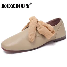 Dress Shoes Koznoy 2.5cm Natural Genuine Leather Moccasins Flats Loafers Comfy Women Oxfords Ladies Cozy Lightweight Summer Soft Soled Shoes 231128