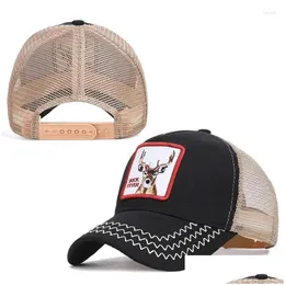 Berretti da baseball Cervo Animale Ricamo Cotone Casquette Berretto da baseball Mesh Traspirante Cappelli snapback regolabili per uomo e donna 202 Drop D Dh4Zk