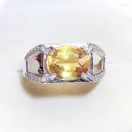 Cluster Rings Anello da uomo Natural Real Yellow Citrine 925 Sterling Silver 8 10mm 2.4ct Gemstone Fine Jewelry For Or Women X219262