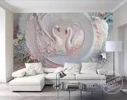 Tapety niestandardowe HD Tła ściana 3D Tapeta Relief Swan Malowidła do salonu sypialnia nietkana