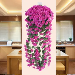 装飾的な花Denisfen Silk Violet Vine Wall HangingRattan Wisteria人工芸術エルホームデコレーションのための人工芸術